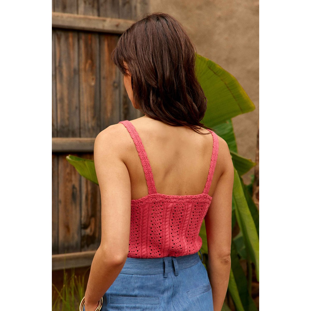 Débardeur bretelles col v uni DUNE 44-fraise ecrasee, LA PETITE ETOILE