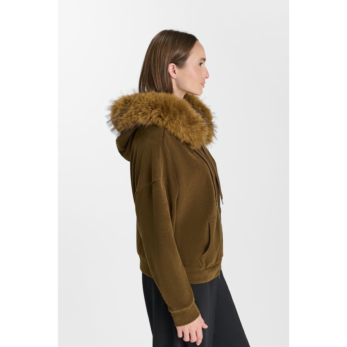 Sweat-Shirt capuche CHEY kaki, LE TEMPS DES CERISES