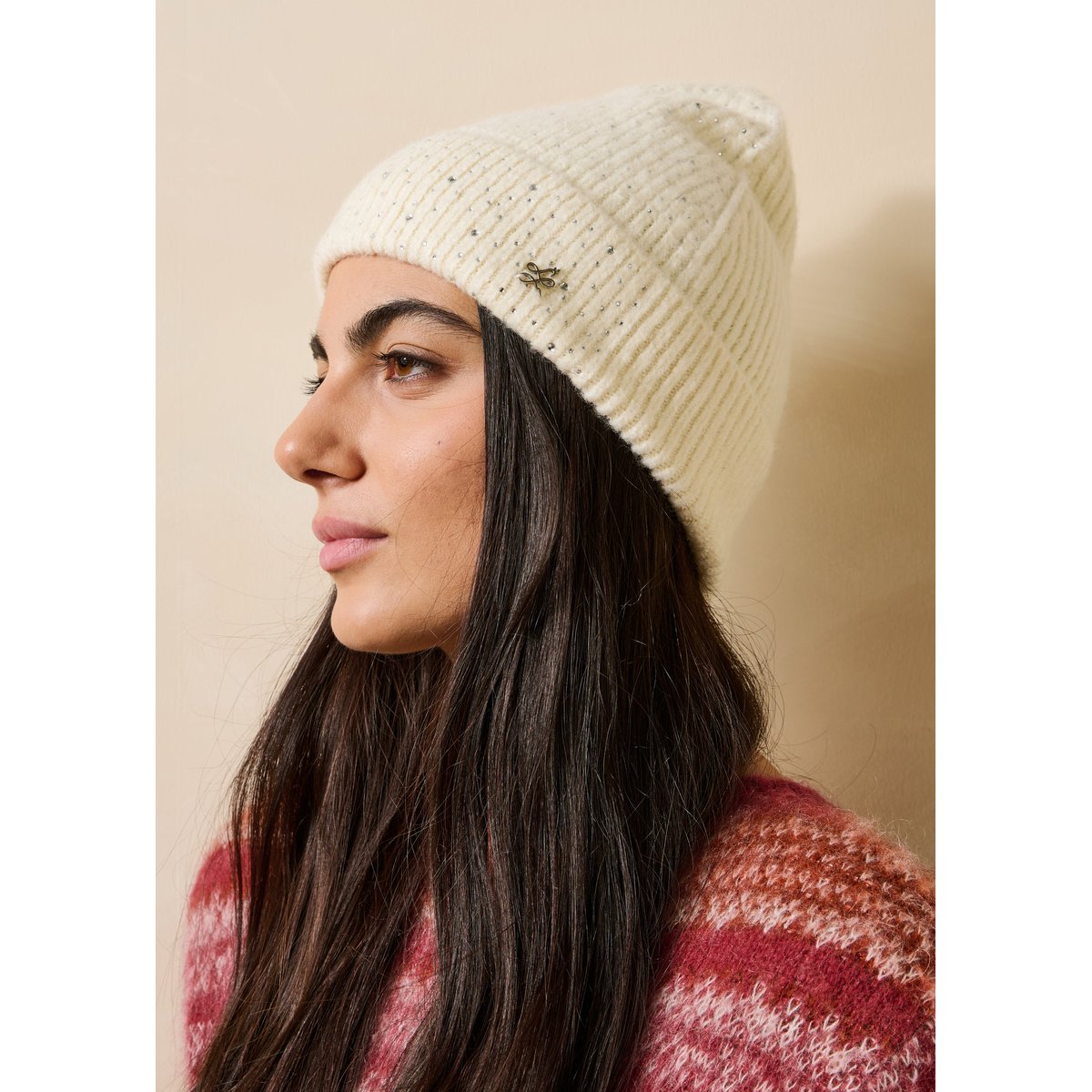 Bonnet avec strass ecru, LA FEE MARABOUTEE