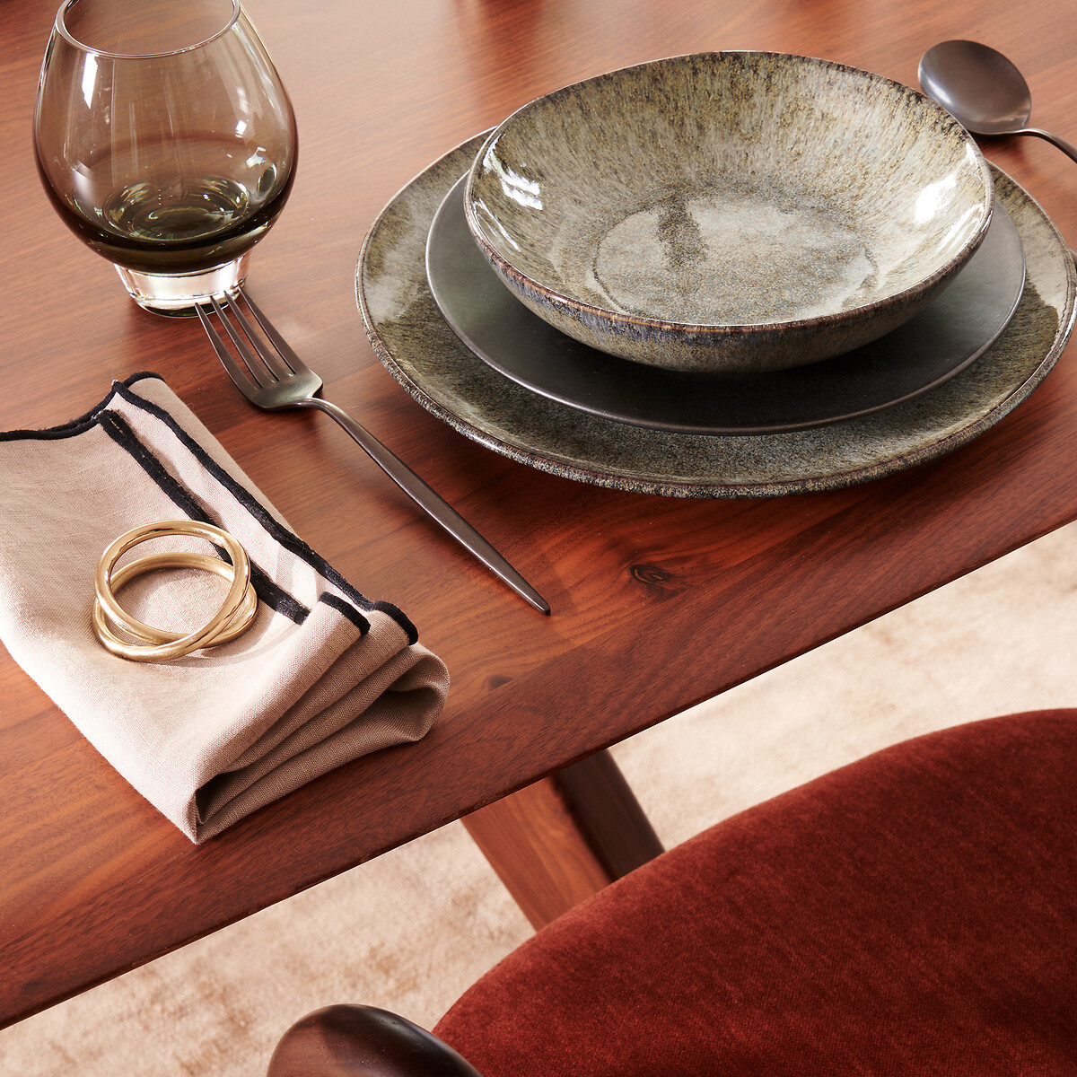 Lot de 4 serviettes de table, Suzy en lin lavé lin brut, AM.PM