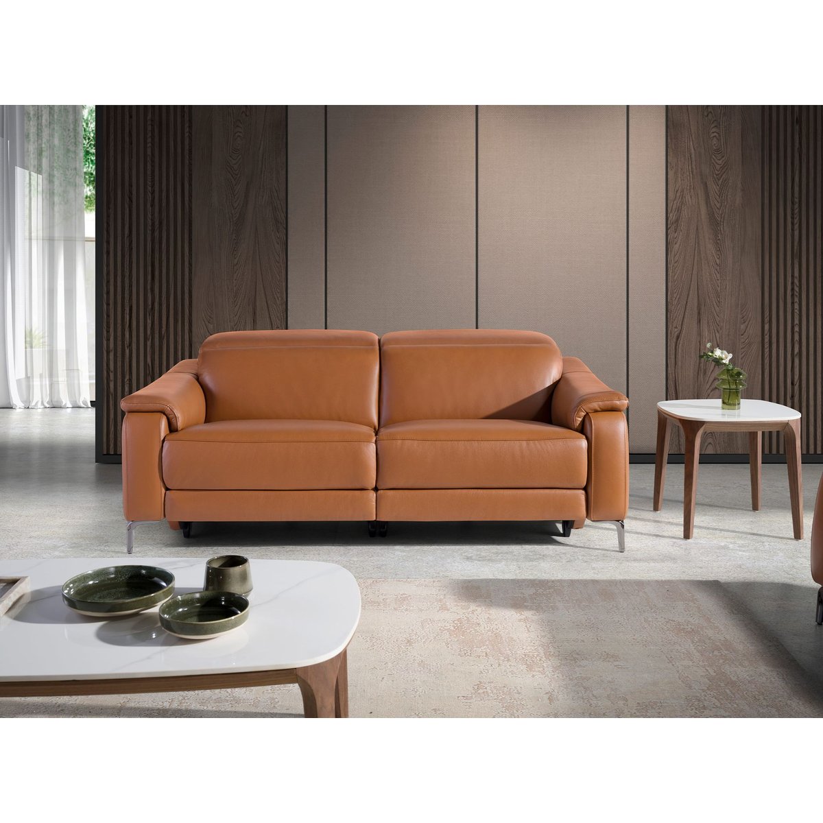 Canapé relax en cuir marron | acier, ANGEL CERDA