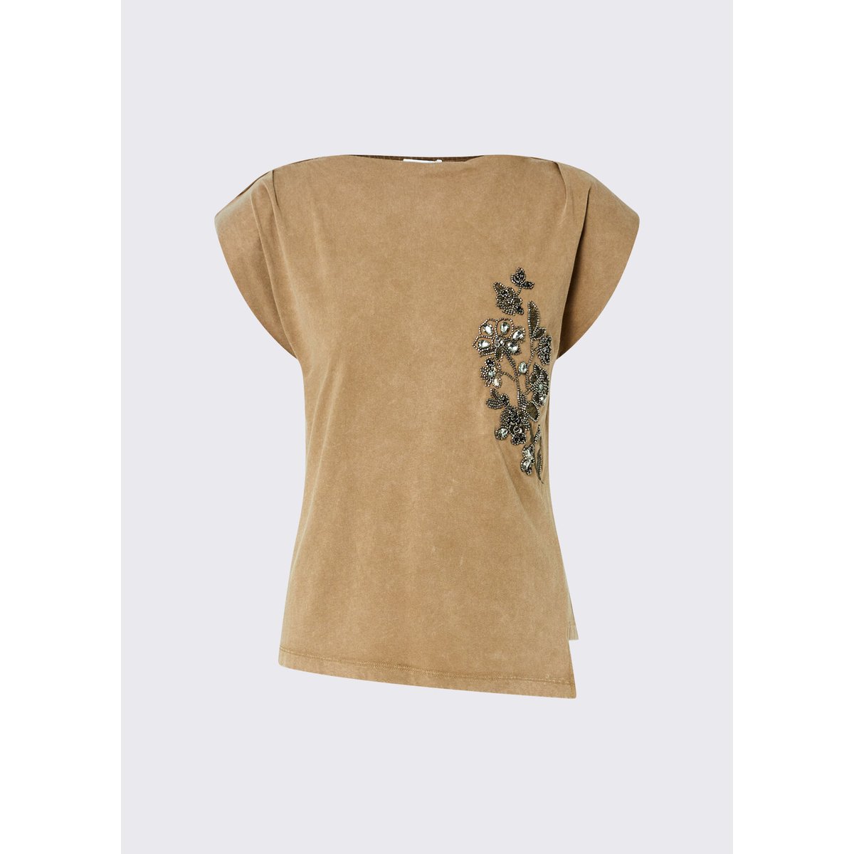 Top en jersey brodé beige, LIU JO