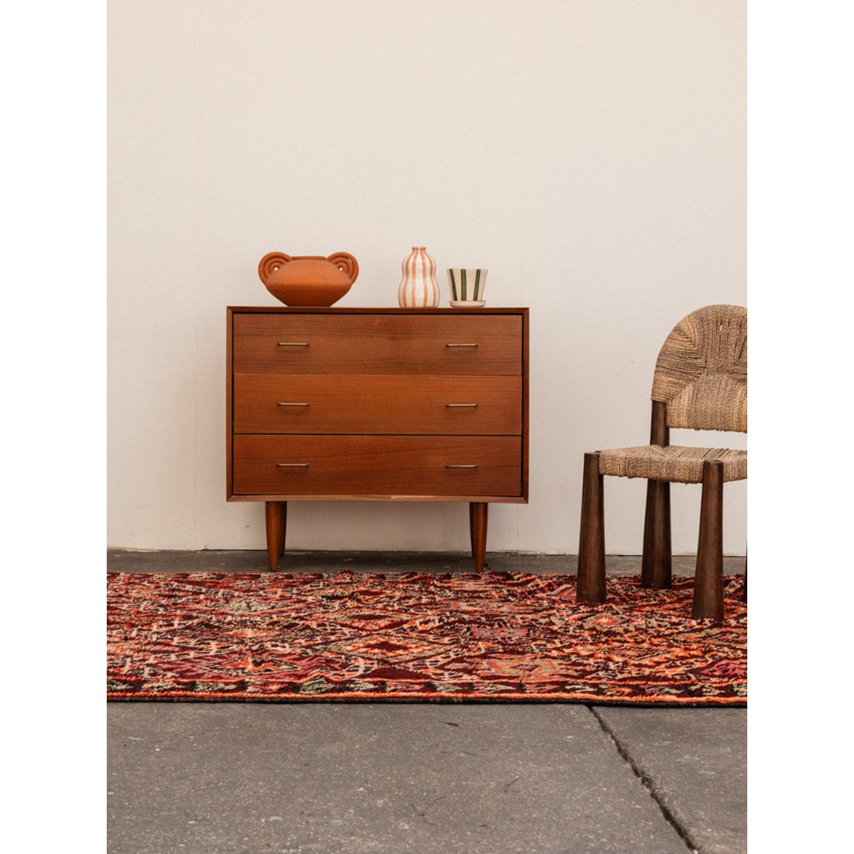 Tapis multicolore en laine Olivier N°16 - Bon état multicolore, DEBONGOUT