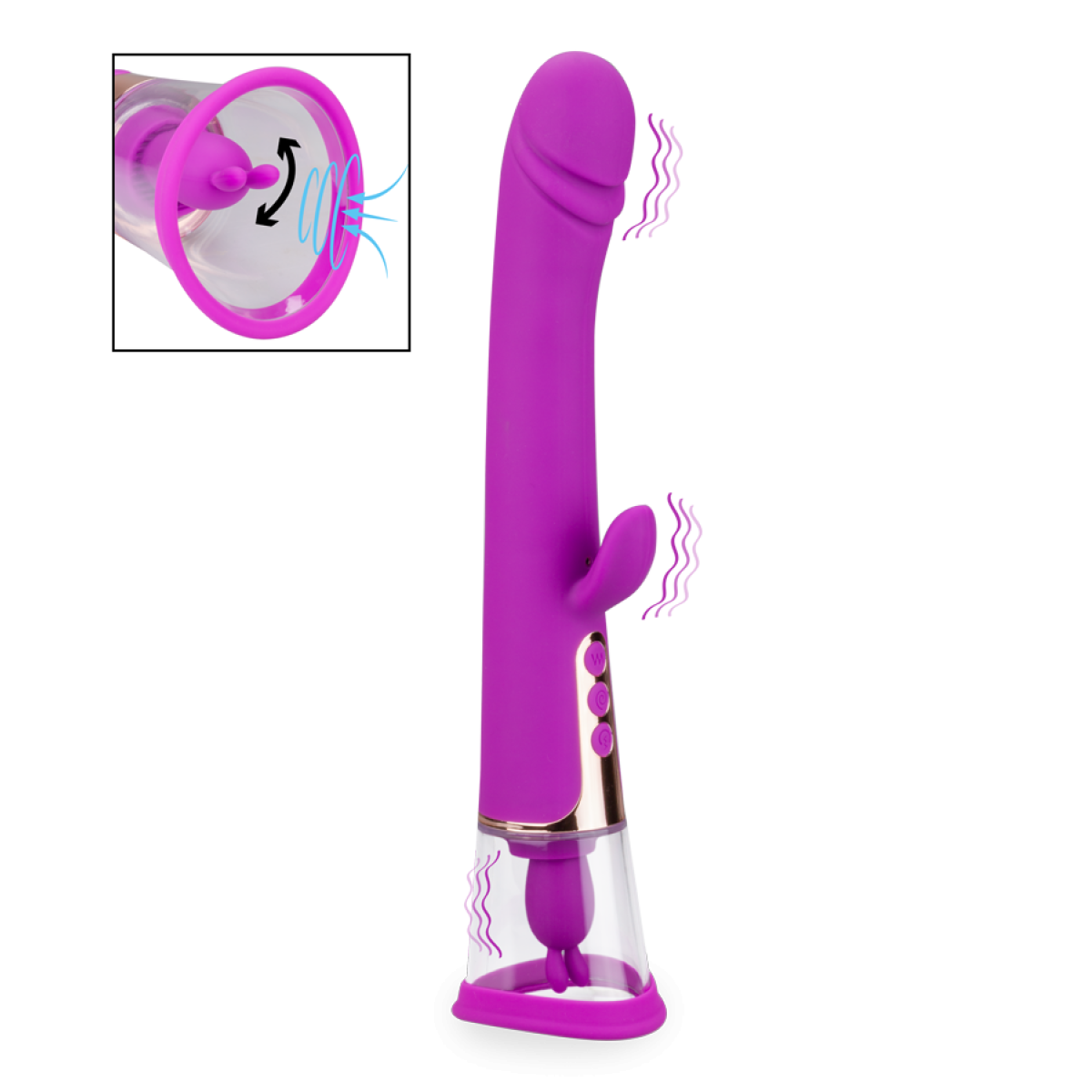 Vibromasseur puissant rabbit avec pompe à vagin Fine violet, LOVE AND VIBES