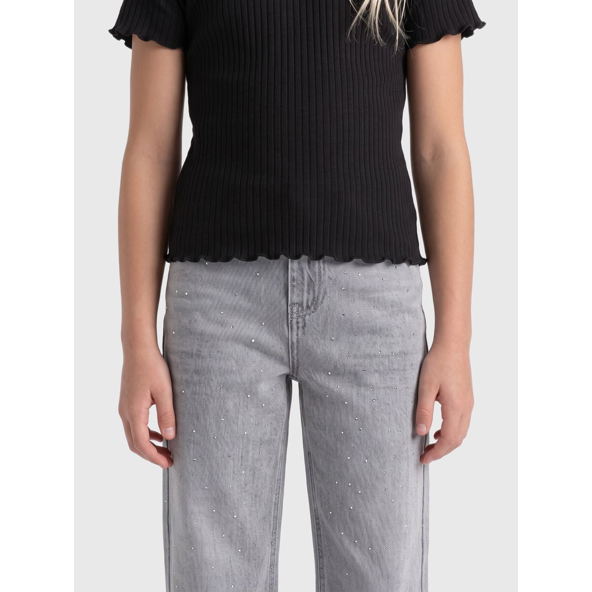 Jean À Jambe Large light grey denim, KIDS ONLY