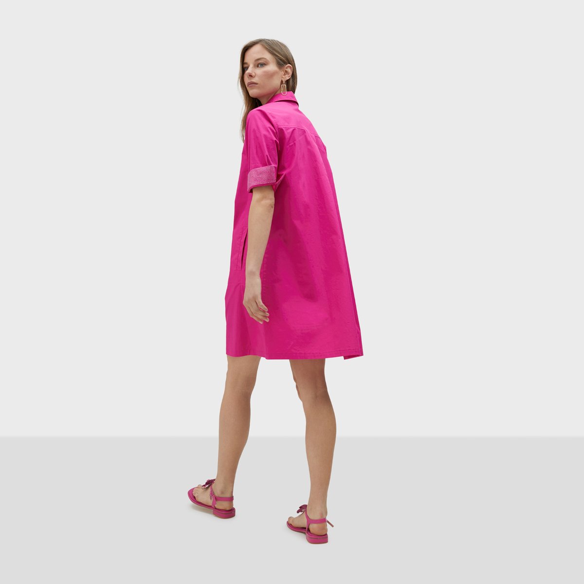 Robe chemise à manches 3/4 fushia, LOLA CASADEMUNT