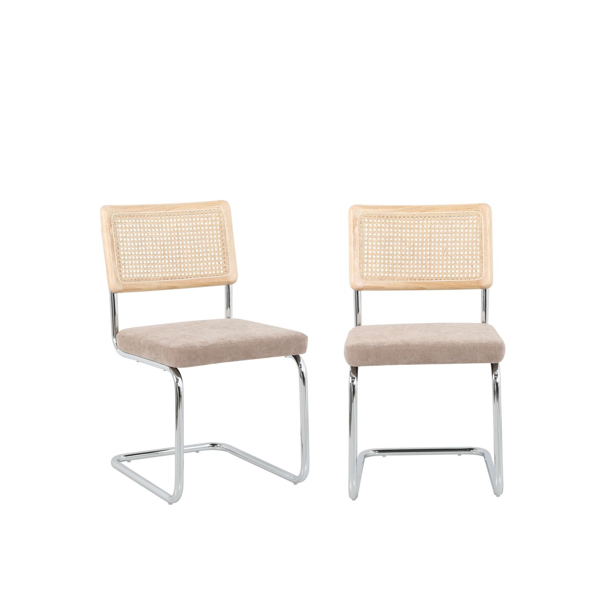 Chaises cannage pieds métal (lot de 2) ELLA marron, BAÏTA