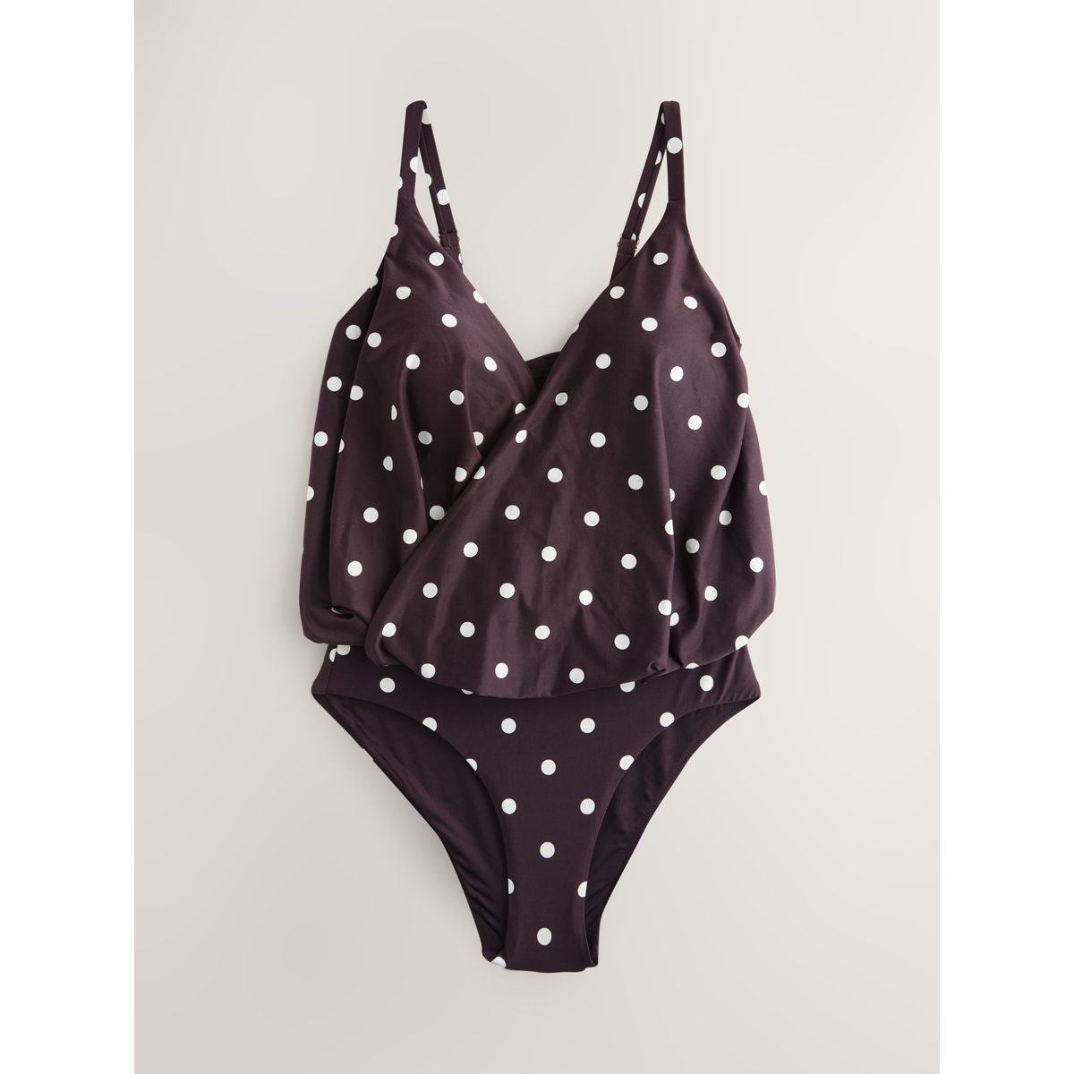 Maillot de bain cache-cؔœur effet ventre plat tache brun chocolat/crème, NEXT