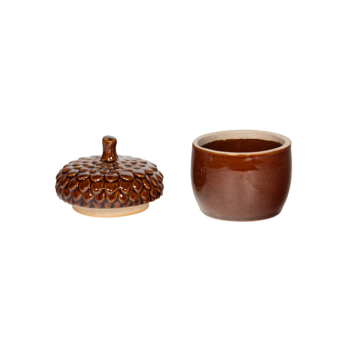 Boîte gland en céramique H10 cm marron, AMADEUS
