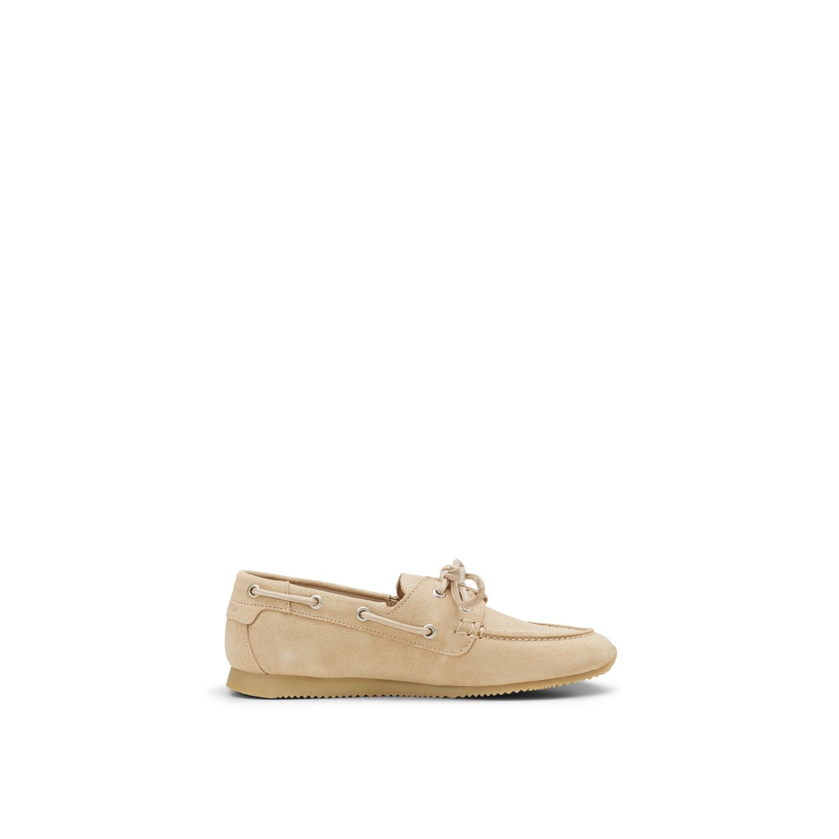 Chaussure bateau en cuir de vachette velours braun, MARC O'POLO