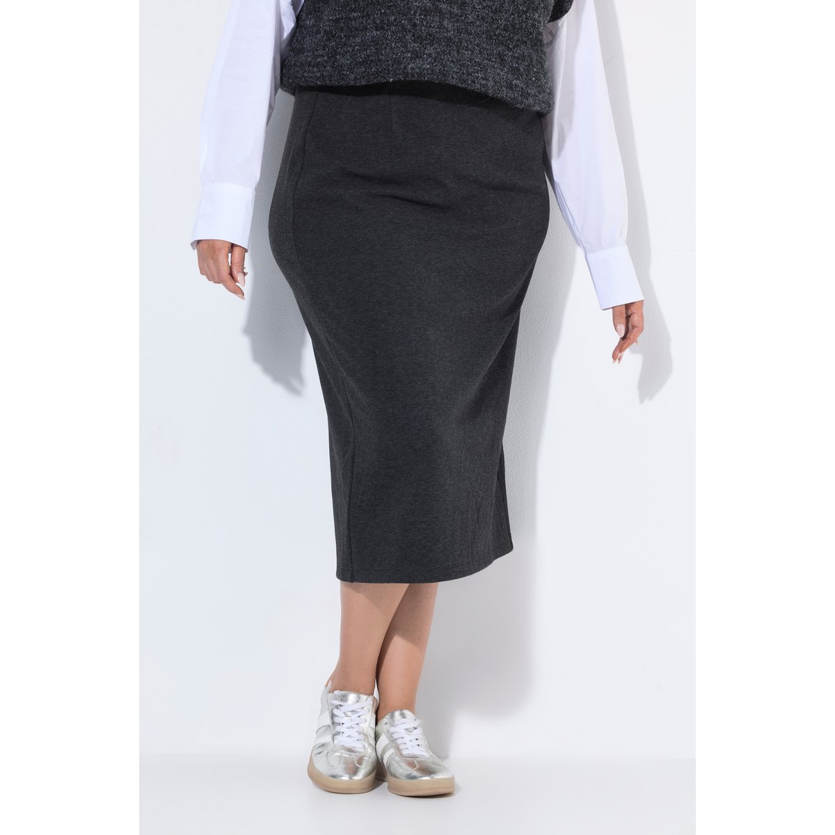 Jupe longue chiné anthracite, ULLA POPKEN