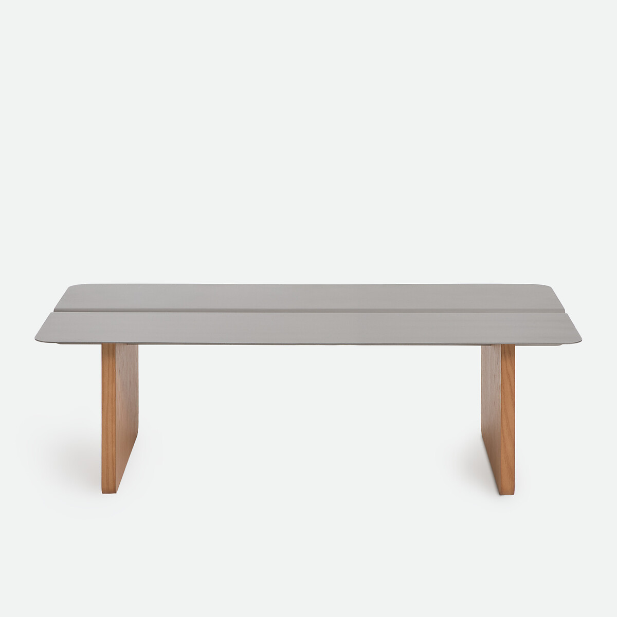 Mesa de centro rectangular, de acero cepillado y chapa de roble, FOLT roble/metal cepillado, LA REDOUTE INTERIEURS