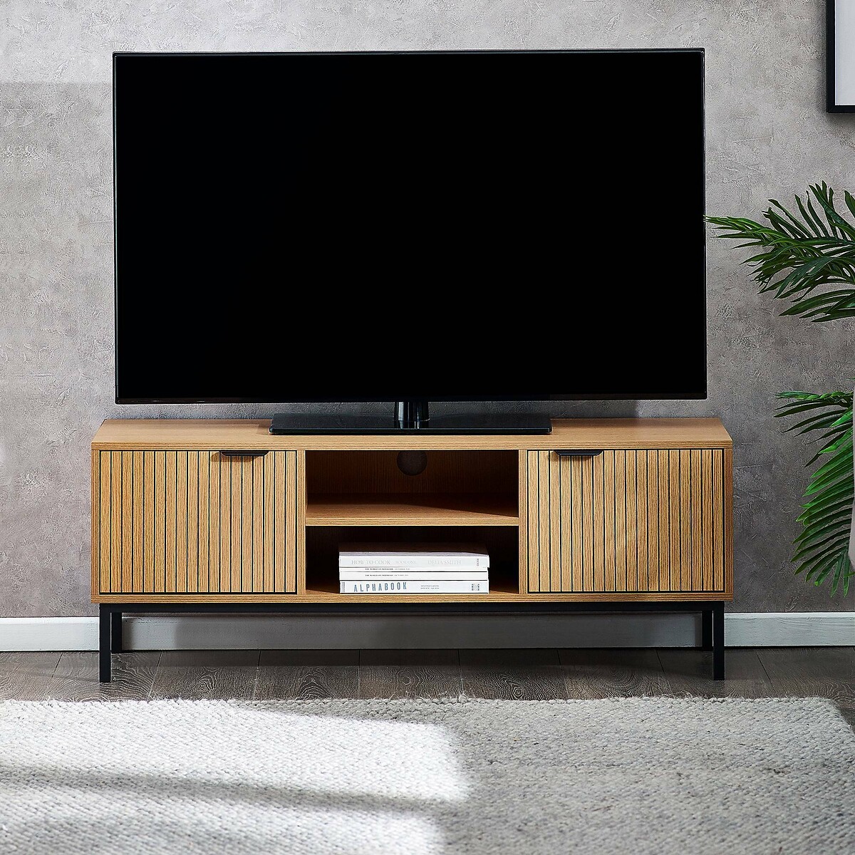 Gia Slatted Oak TV Unit oak, SO'HOME