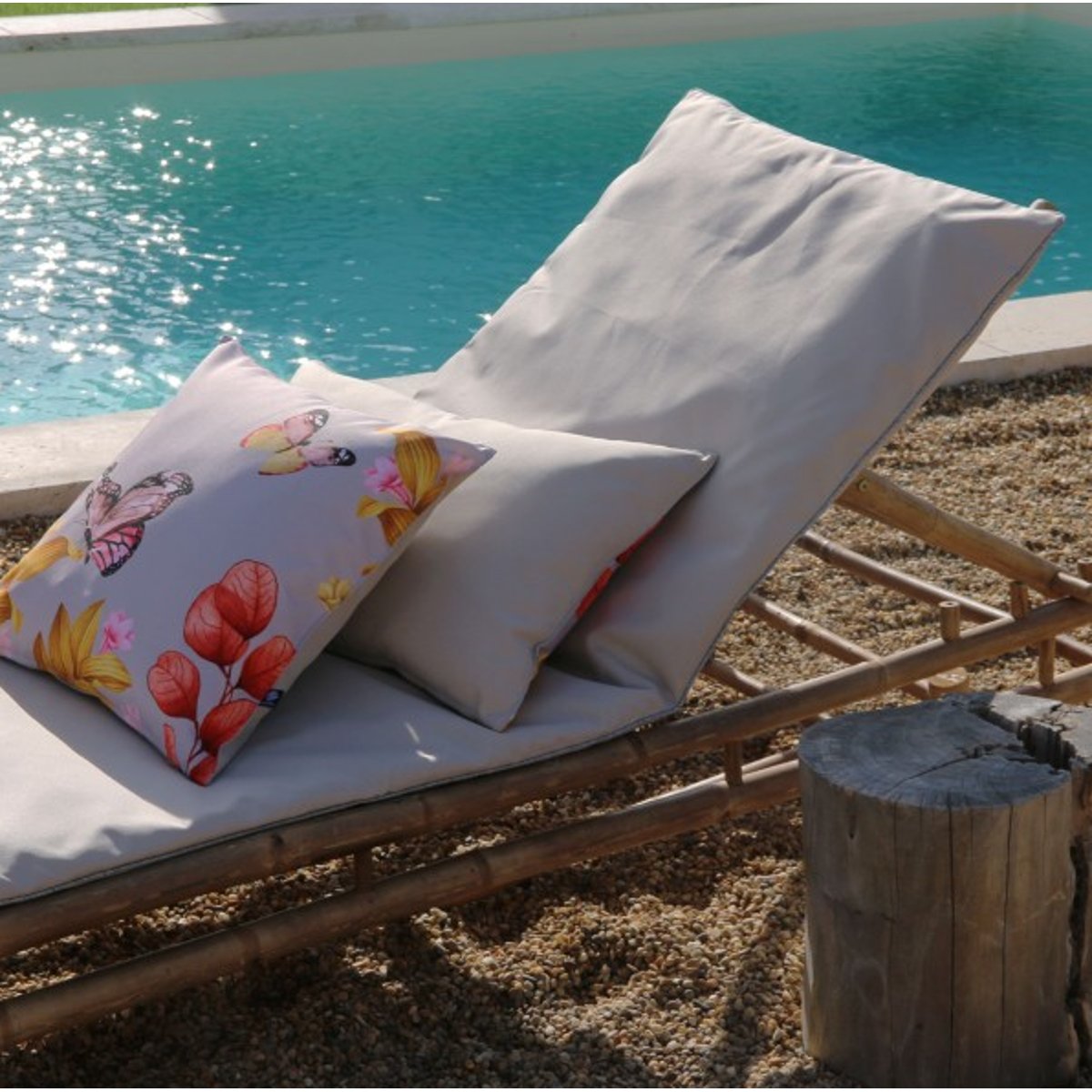 Coussin rectangle uni extérieur naturel, SUD ETOFFE