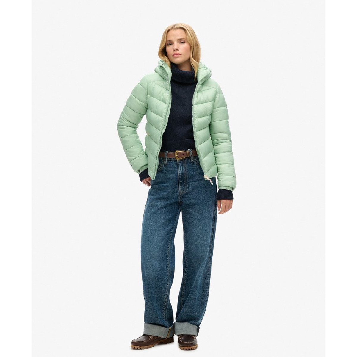 Doudoune à capuche Fuji vert d'eau, SUPERDRY