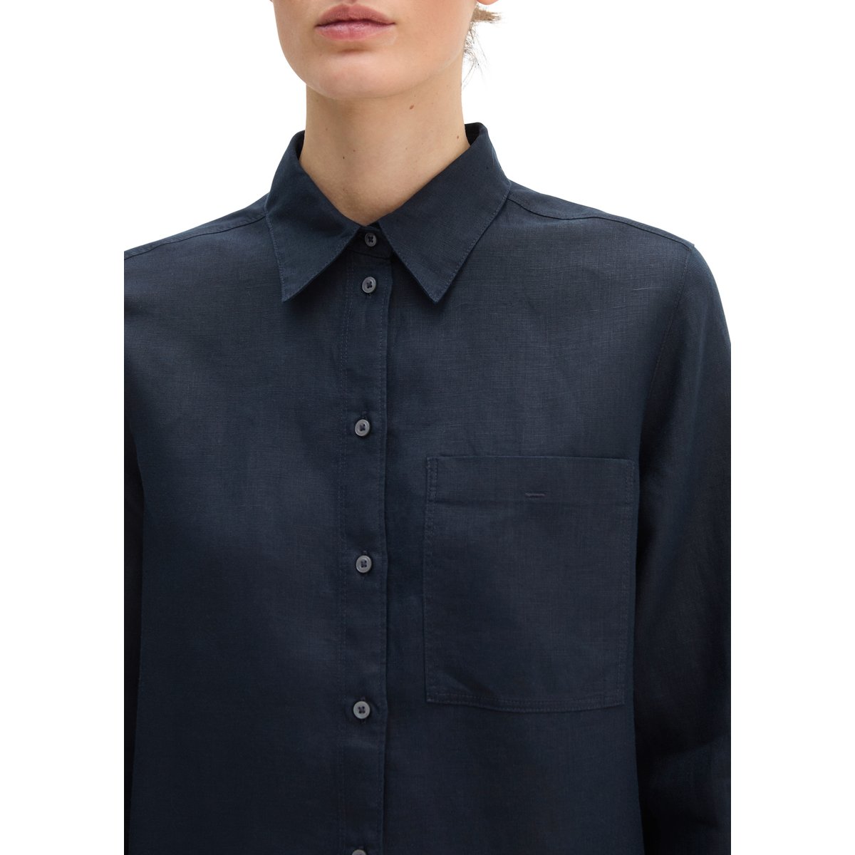Blouse en lin regular en qualité légère bleu fooncé, MARC O'POLO