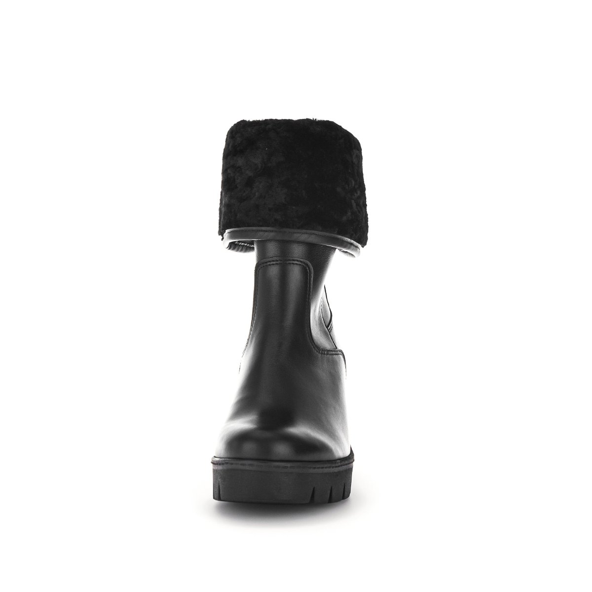 Bottines en plain leather à talon compensé noir, GABOR