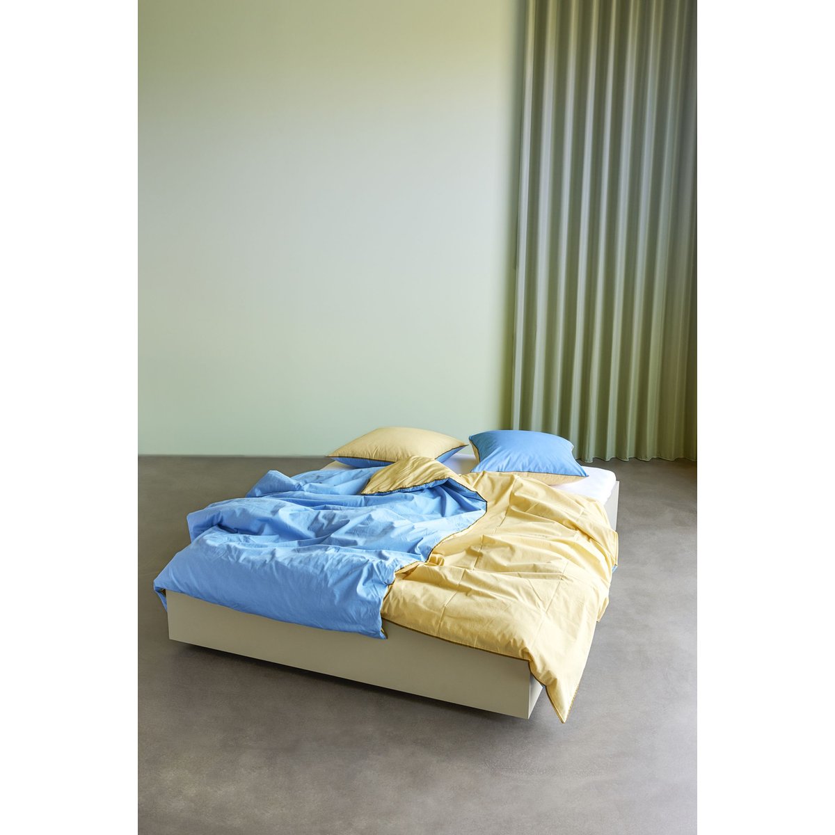 Parure de lit AKI bleu/jaune, HUBSCH