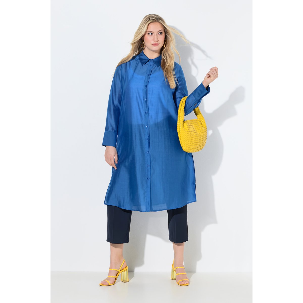 Longue blouse transparente bleu azur, ULLA POPKEN