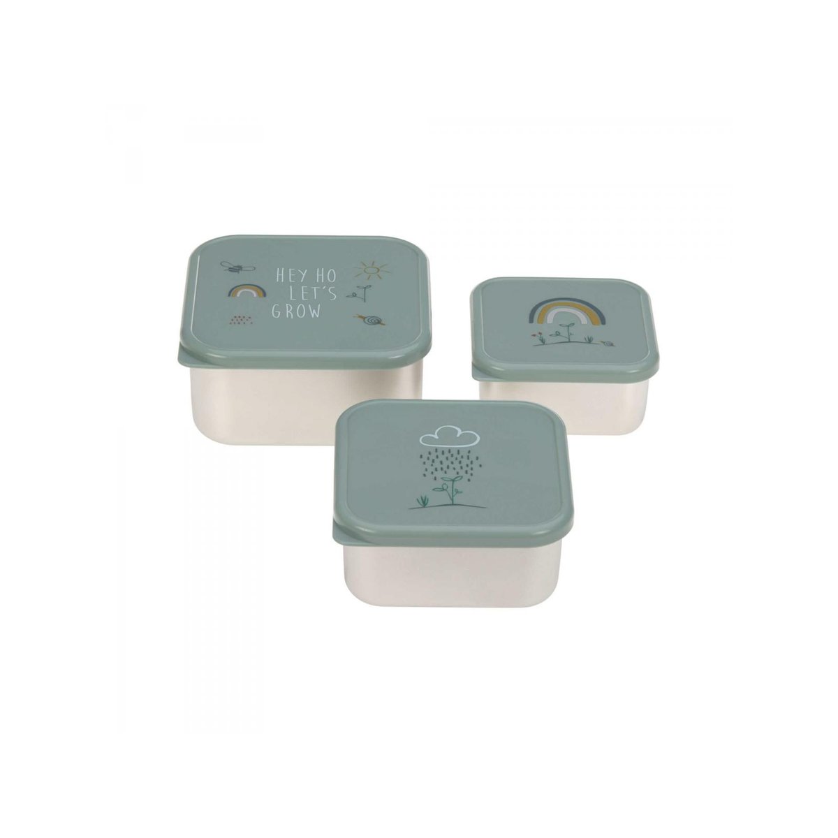 Lot de 3 boîtes à goûter vert, gris, LASSIG