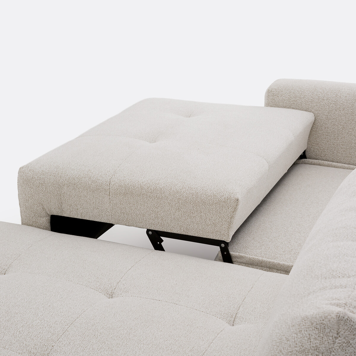 Umkehrbares Ecksofa, umwandelbar, 3-Sitzer, aus melierter Chenille, MASI ecru, LA REDOUTE INTERIEURS