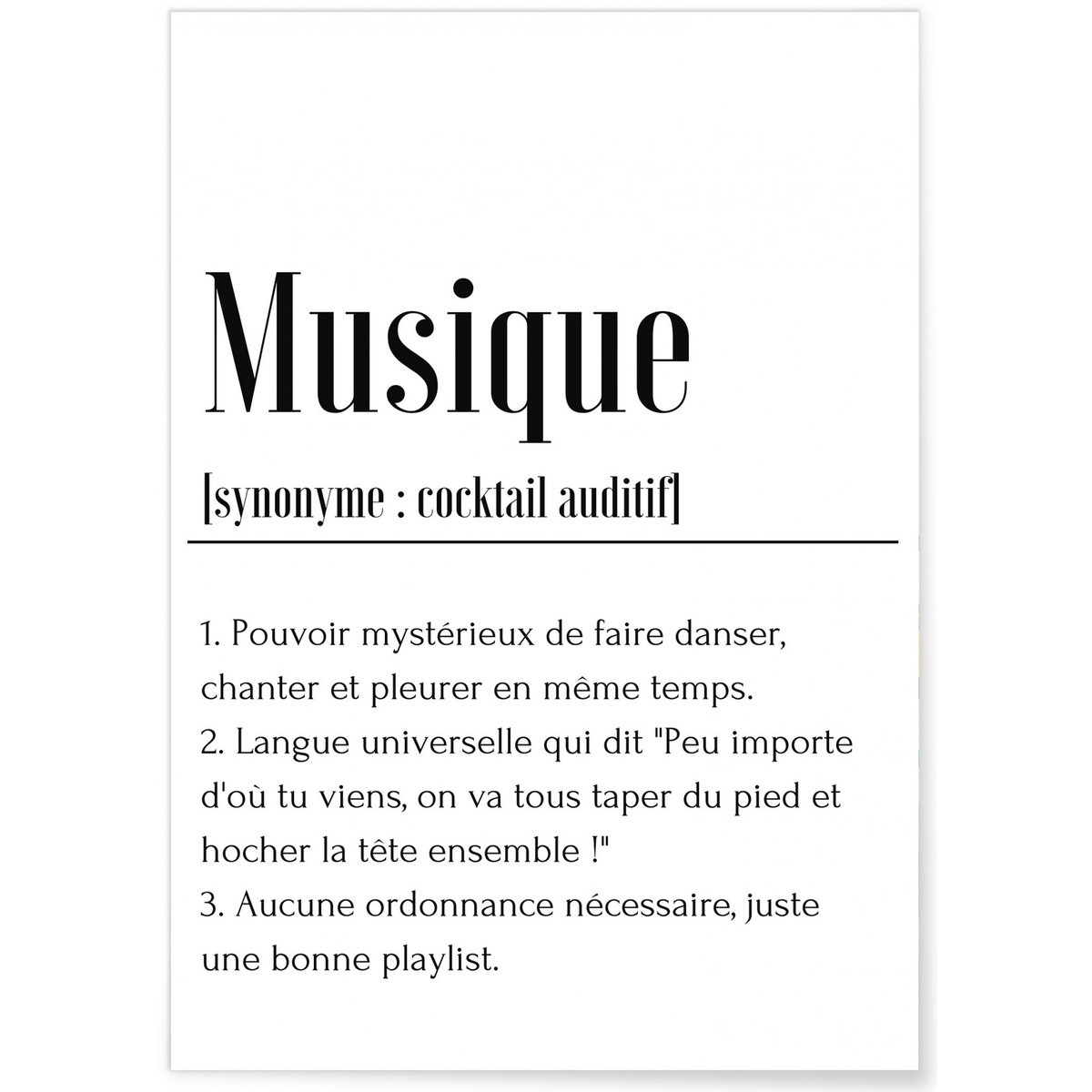 Affiche Définition Musique blanc, L'AFFICHERIE