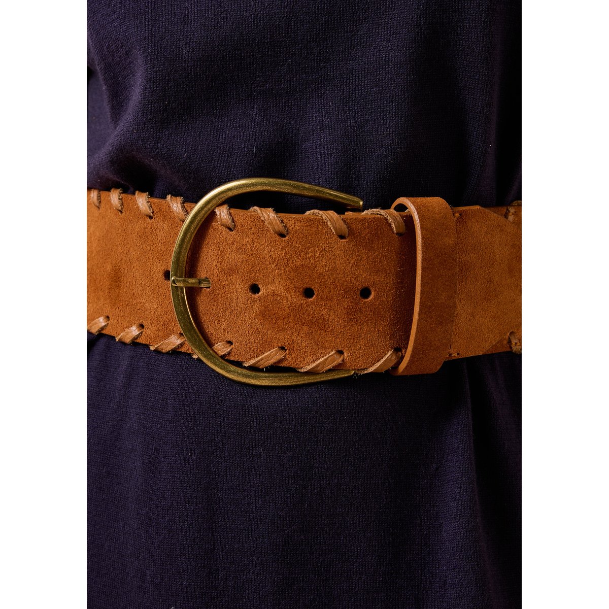 Ceinture large en cuir cognac, LA FEE MARABOUTEE