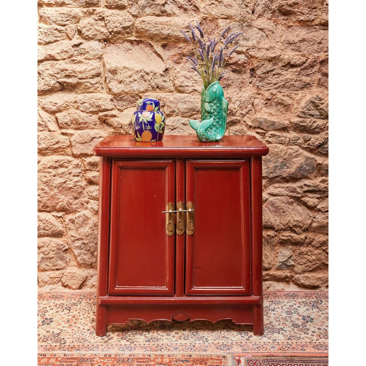 Buffet en bois chinois Gilbert N°1630 - Bon état rouge, DEBONGOUT
