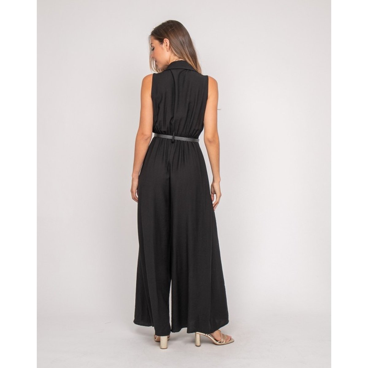 Combinaison Pantalon Fluide Ezine noir, DONA LISA