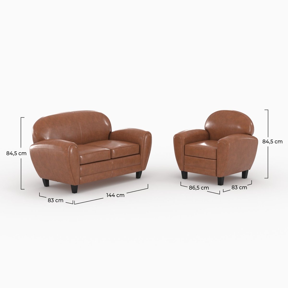 Ensemble canapé et fauteuil 3 places - Club - CLUB camel, MAISON PAVANE