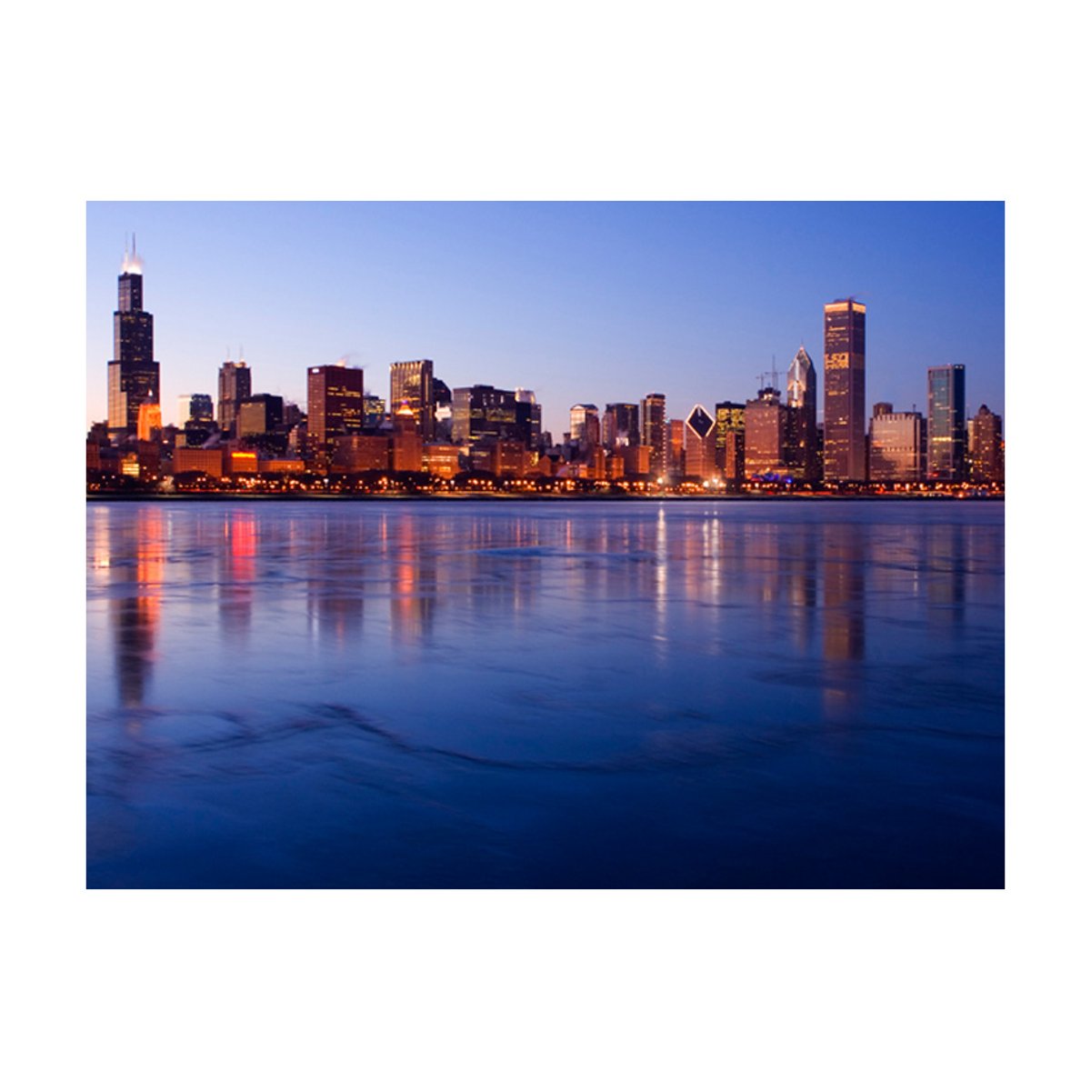 Papier peint intissé panoramique Ville et Architecture Icy Downtown Chicago bleu, EDEN