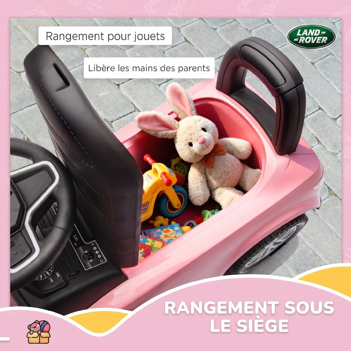 Voiture à glissière pour enfants PP et acier rose, AIYAPLAY