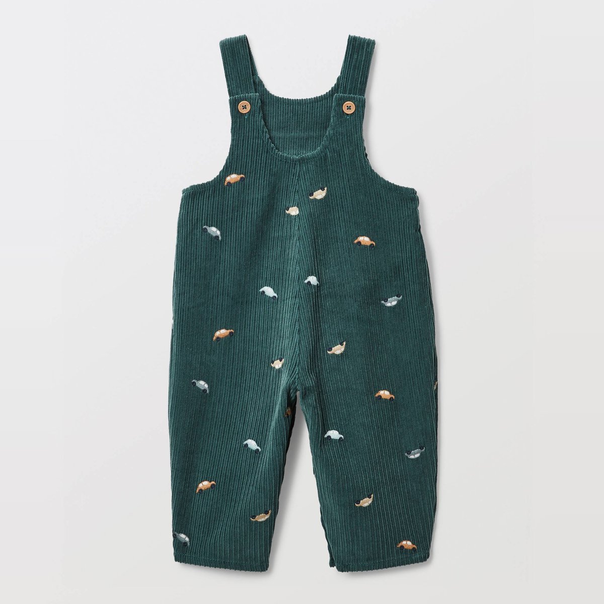 Salopette longue en velours brodée en coton BIO GOTS sage, BOUT'CHOU