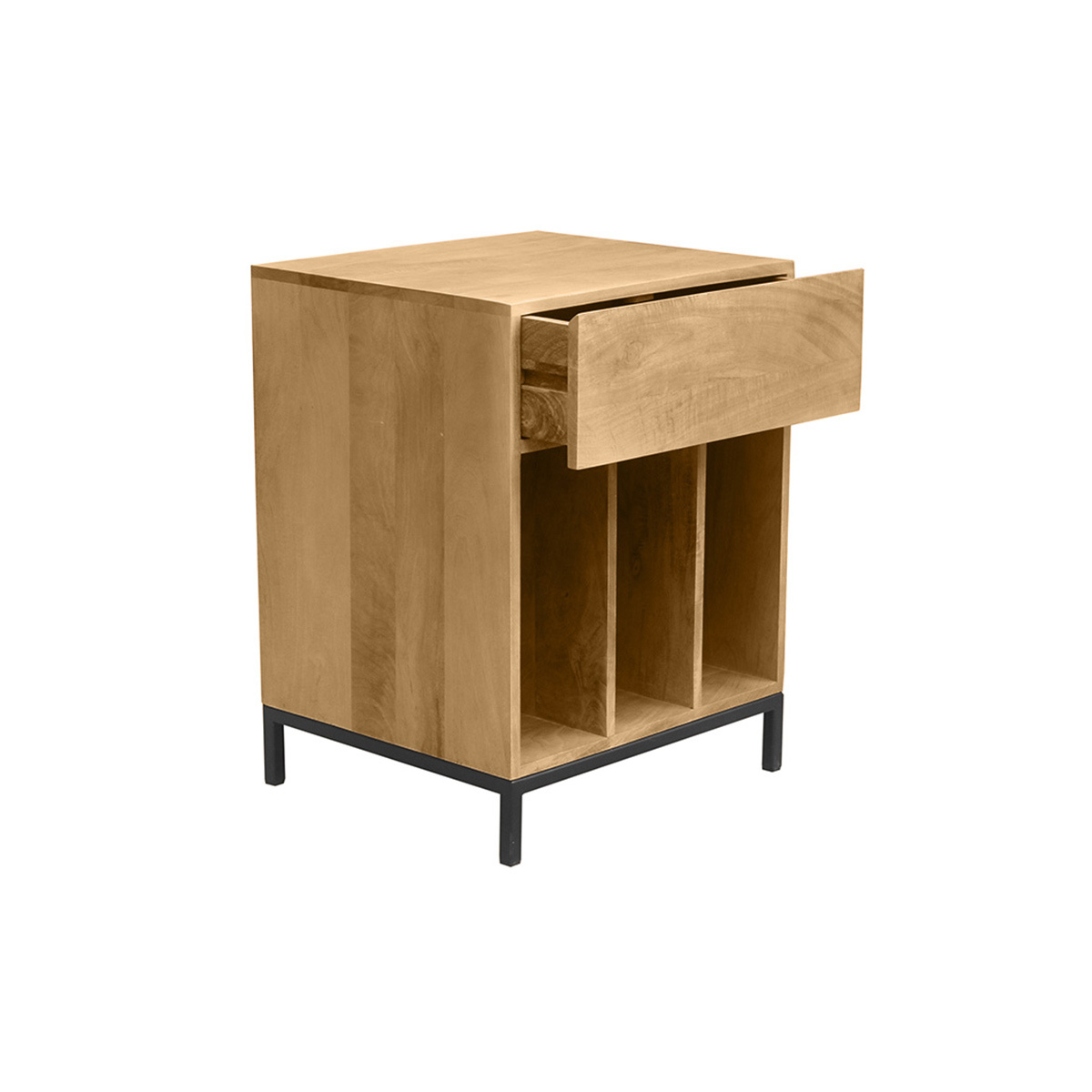 Meuble de rangement vinyles en bois massif et métal noir L50 cm YPSTER couleur unique, MILIBOO