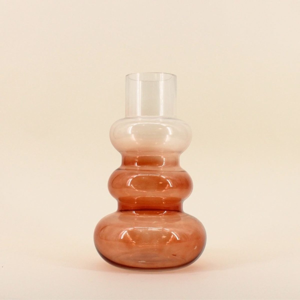 Vase design en verre, H30cm marron, ORNAMI