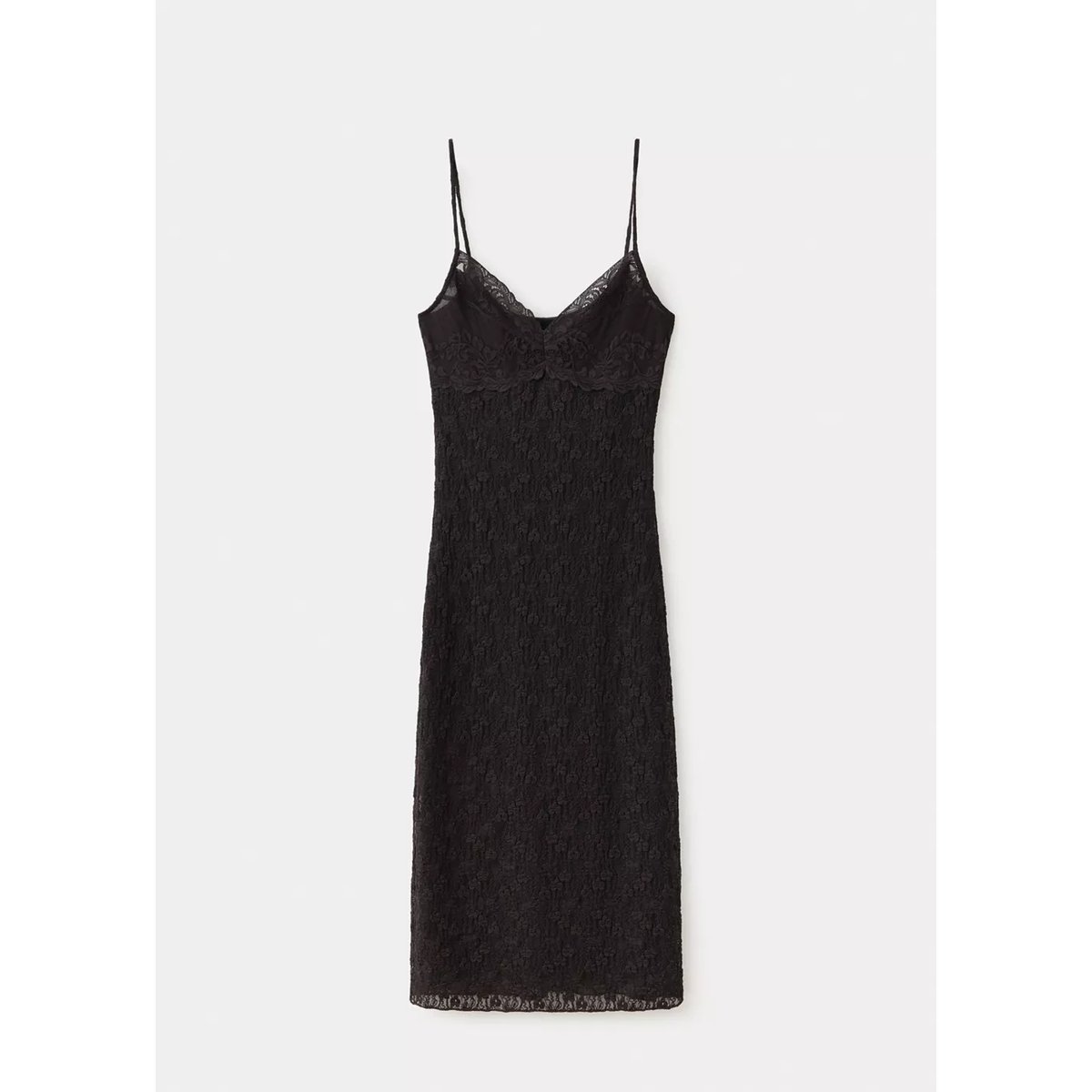 Robe Dentelle décolleté en V chocolat, MANGO