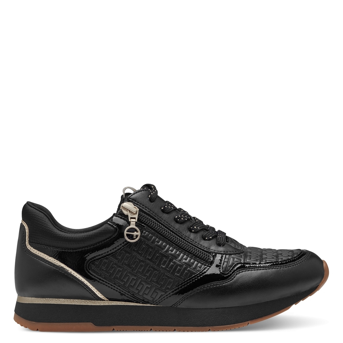 Basket a lacets noir combine Tamaris La Redoute