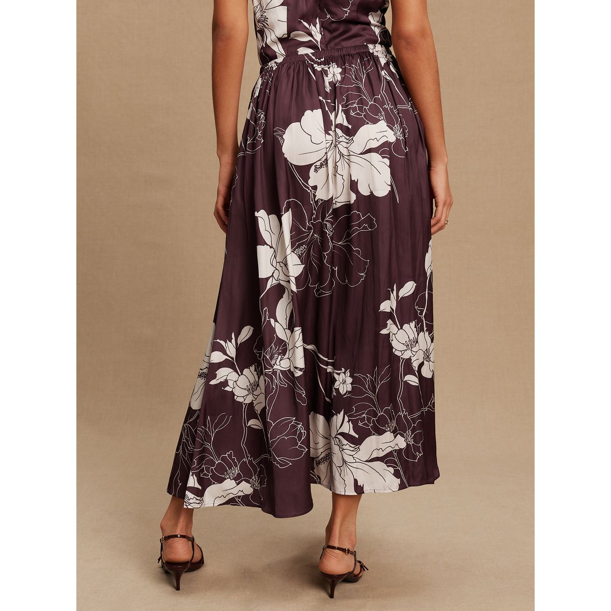 Jupe midi en satin kew collection bordeaux/écru, NEXT