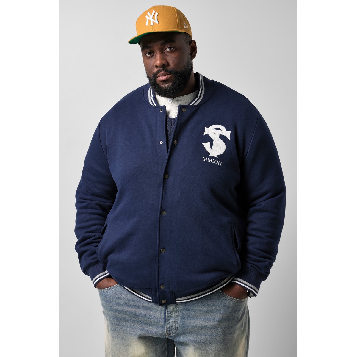 Veste universitaire, sweat marine, STHUGE