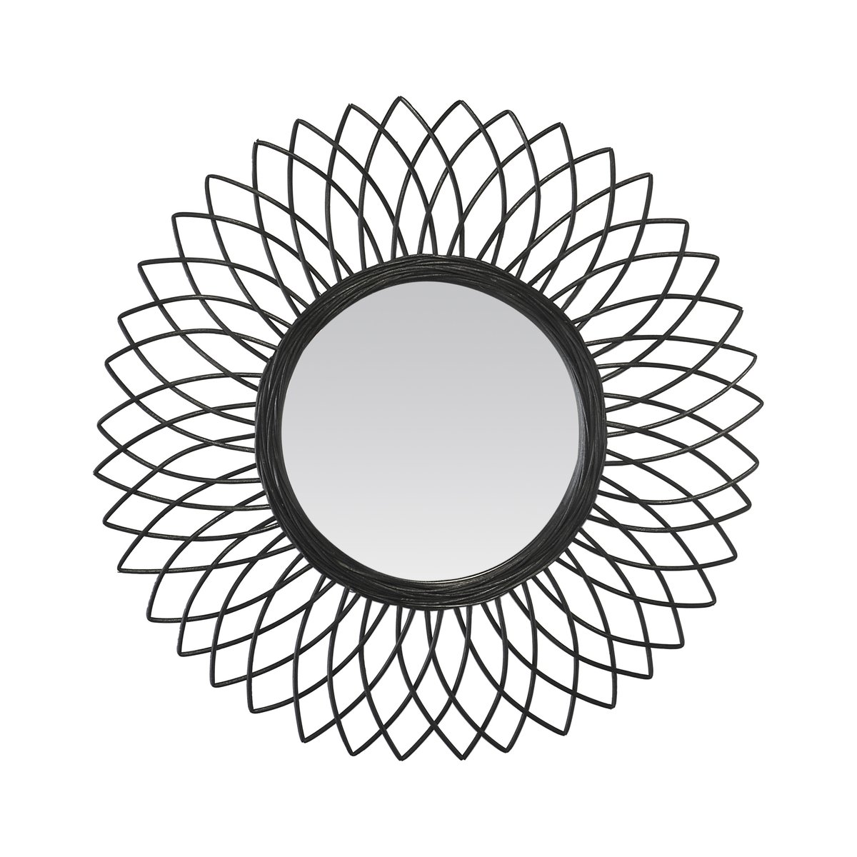 Miroir fleur en rotin 61cm noir, EMDE
