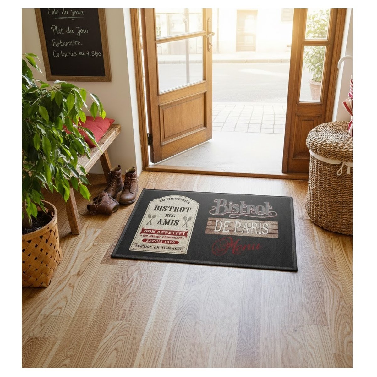 Tapis Multi usage Bistrot des amis noir, EDEN