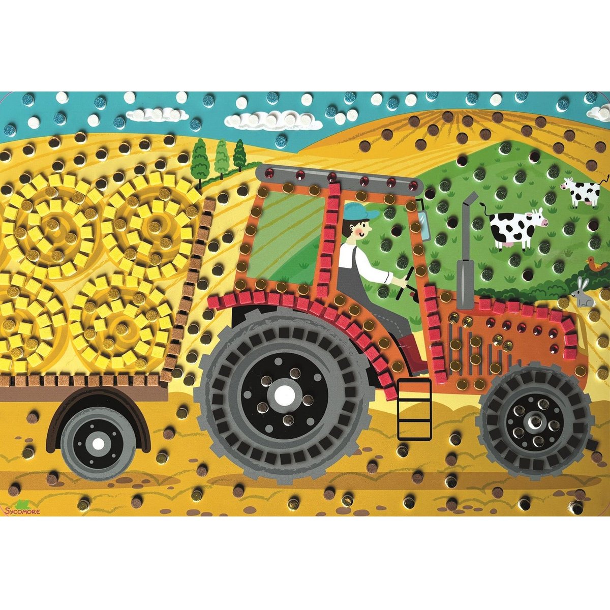 5 Maxi mosaïques La vie à la ferme vert, SYCOMORE