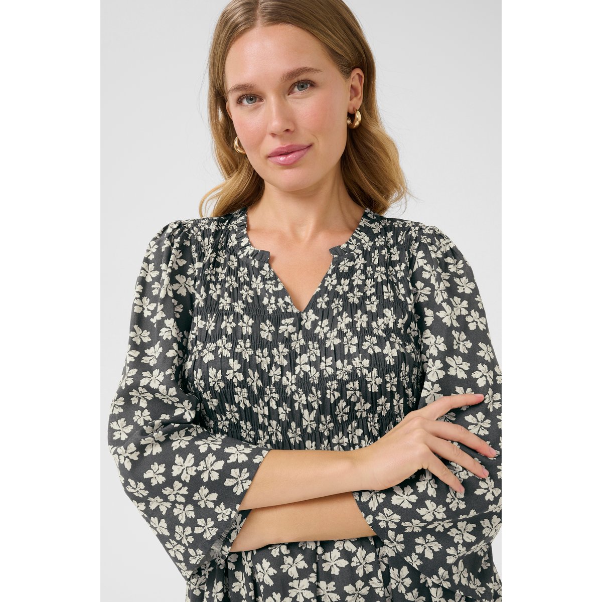 Dress gris turbulence/blanc/flower, KAFFE