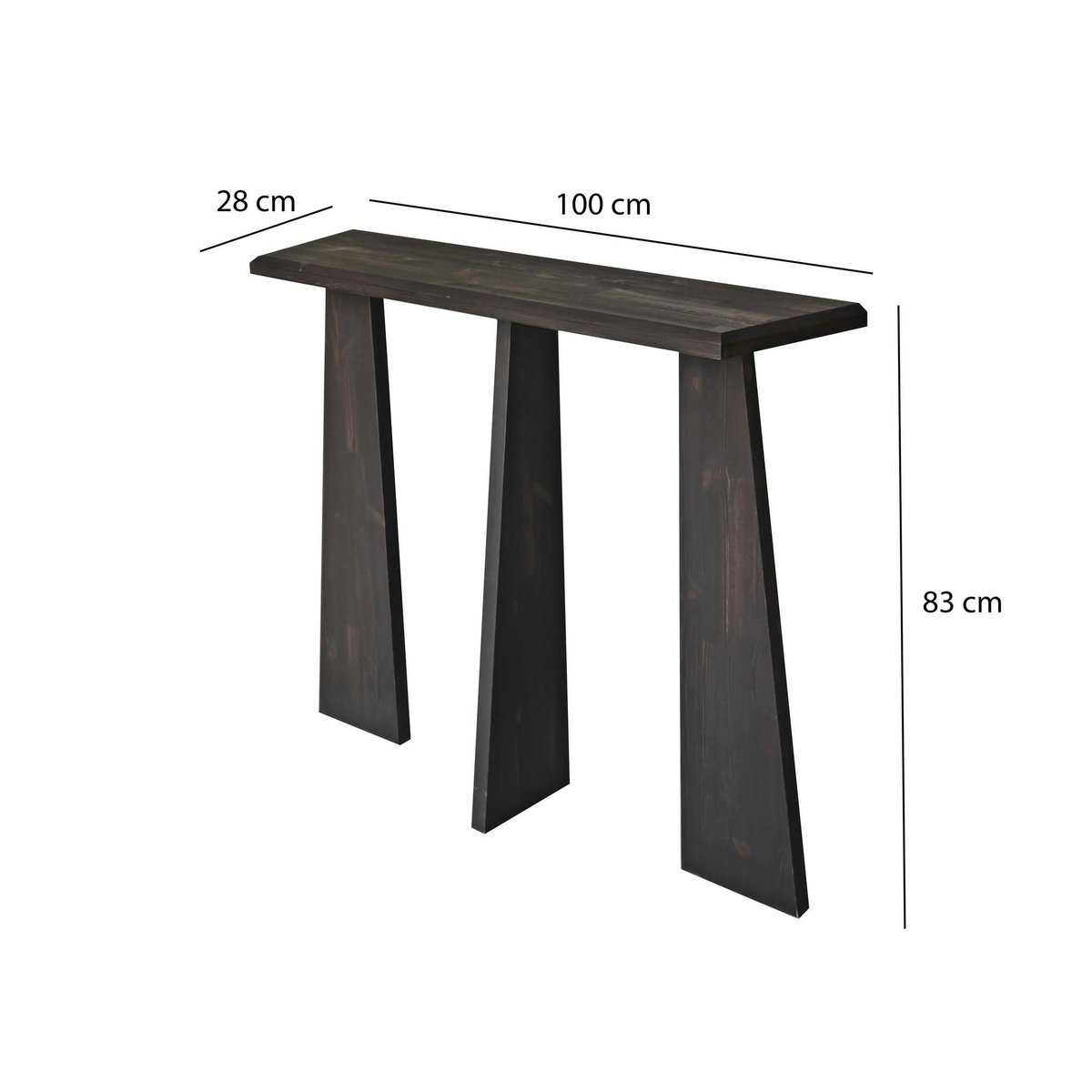 Console d'entrée en bois, 3 pieds SITIA anthracite, PIER IMPORT