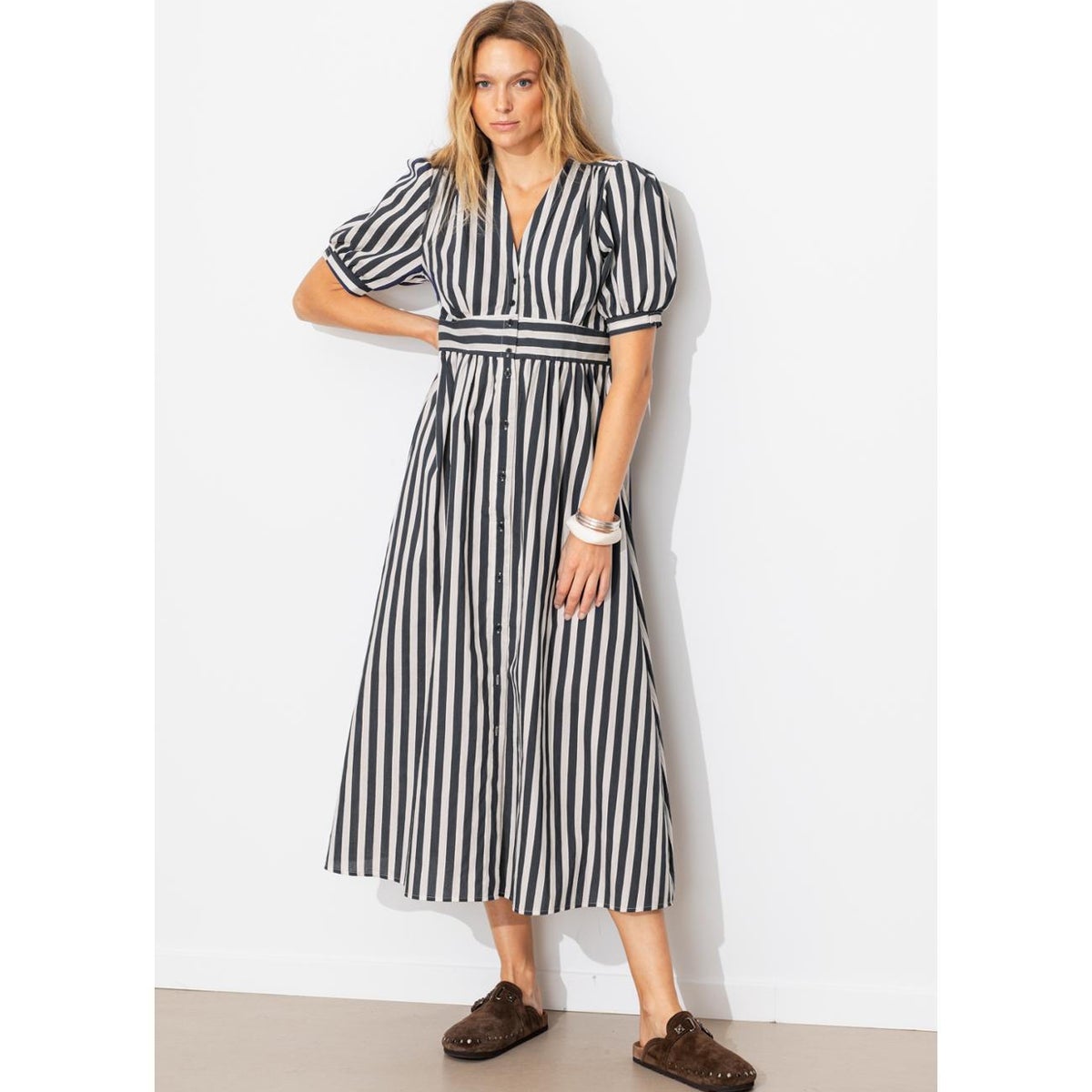 Robe longue rayée rayé marine, PROMOD