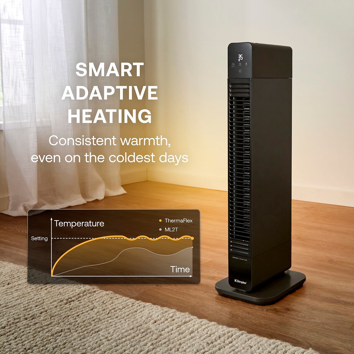 ThermaFlex 2.2kW 2-in-1 Baseboard and Tower Fan Heater - DXDC22 black, DIMPLEX