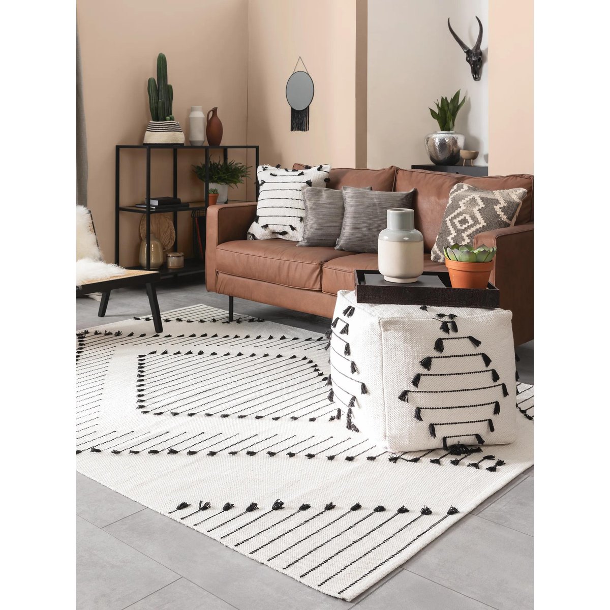 Tapis en coton tissé main BO ivory, BENUTA
