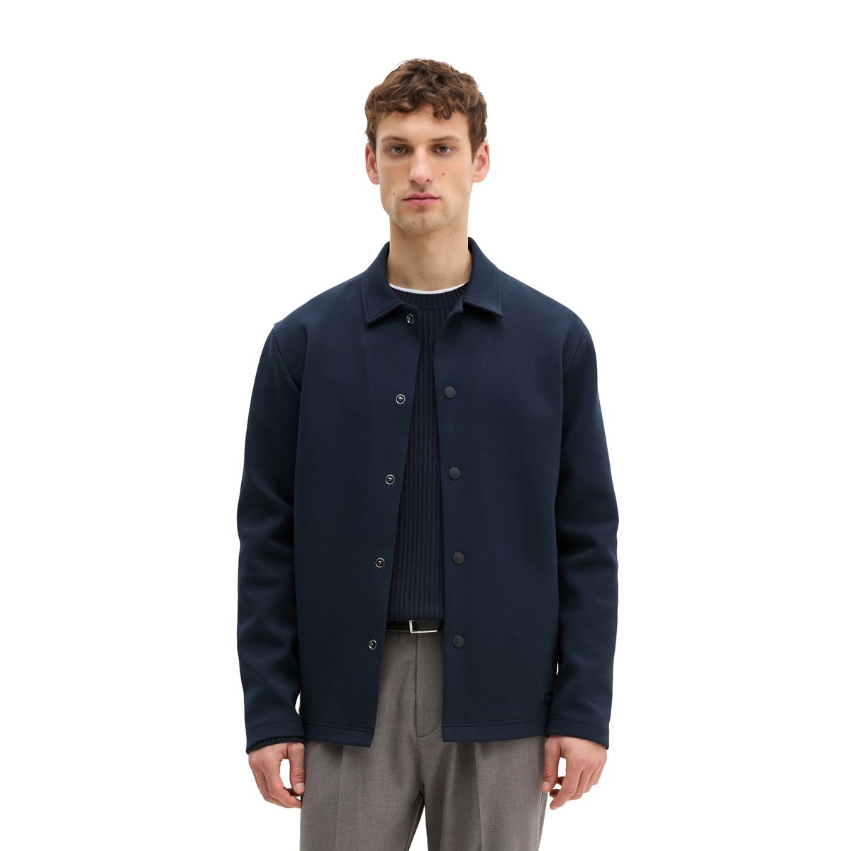Veste sweat regular en scuba interlock bleu foncé, MARC O'POLO