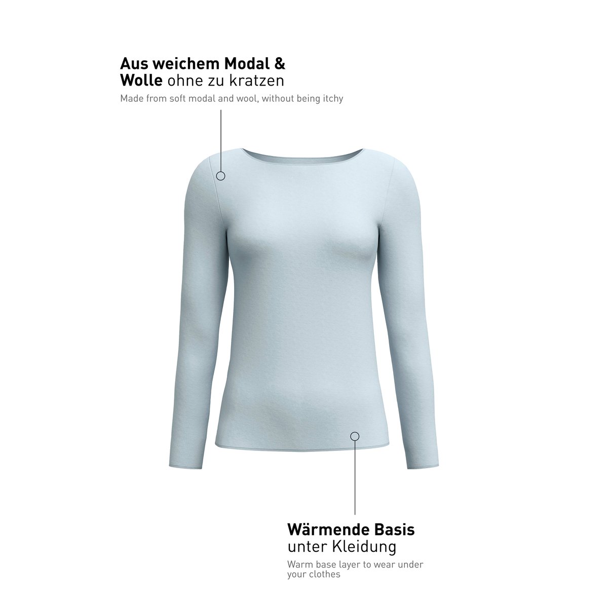 manches longues Modal SECOND SKIN pearl blue, CALIDA