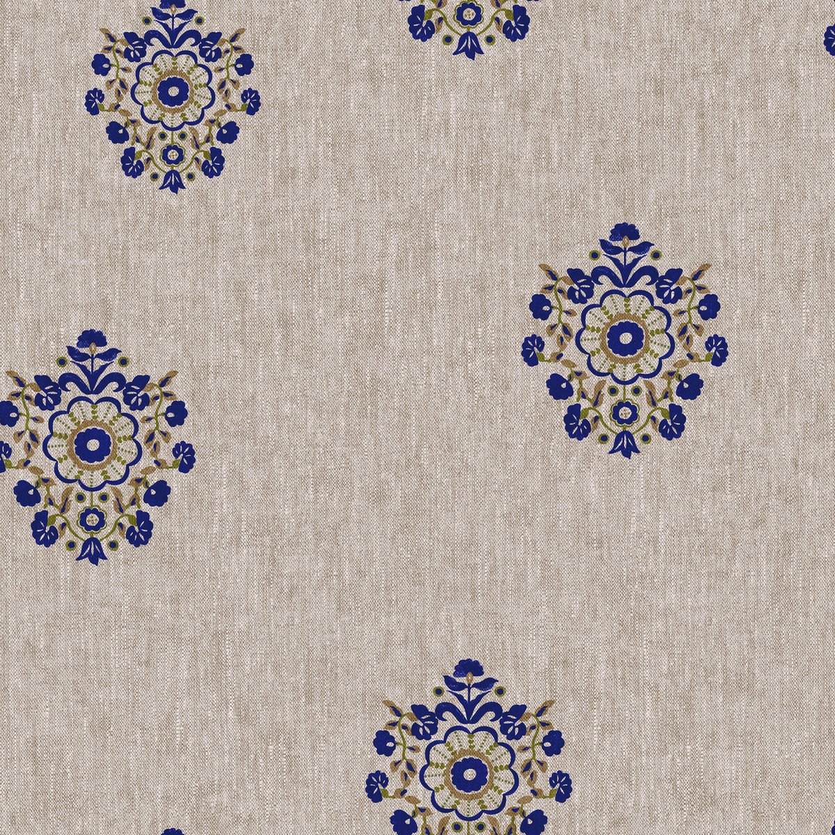 Papier peint Blasons fleuris bleu, gris, JOULES